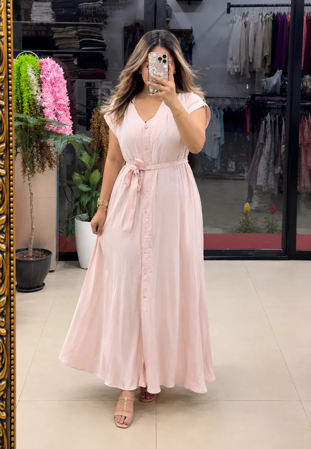 Aahana Pure Cotton Button Maxi Dress