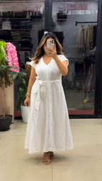 Vastras Aahana Pure Cotton Button Maxi Dress