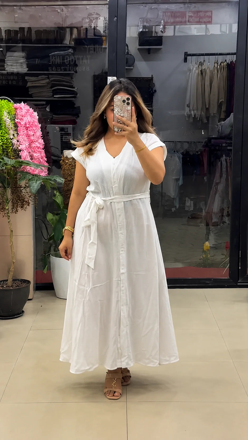 Aahana Pure Cotton Button Maxi Dress