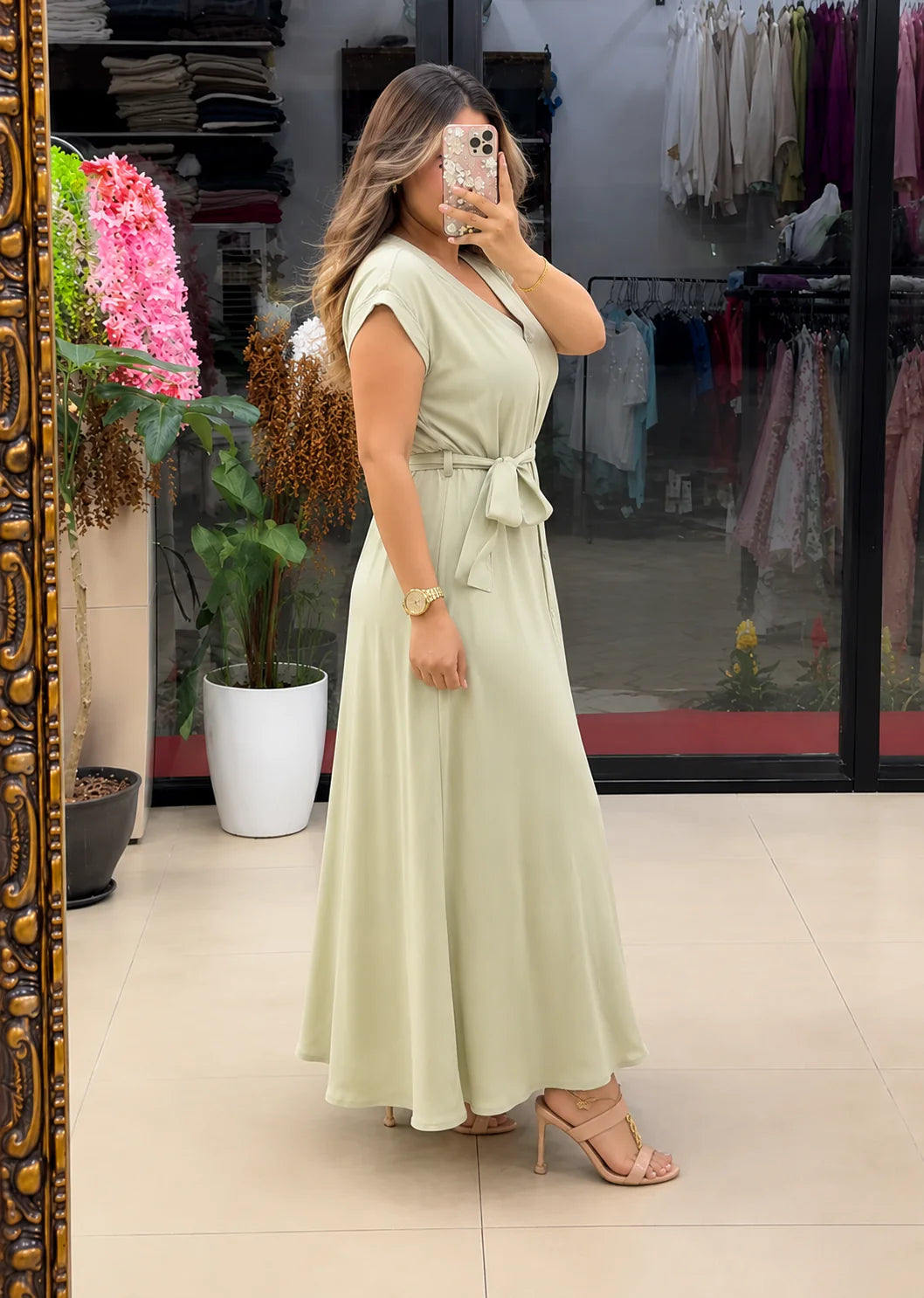 Aahana Pure Cotton Button Maxi Dress