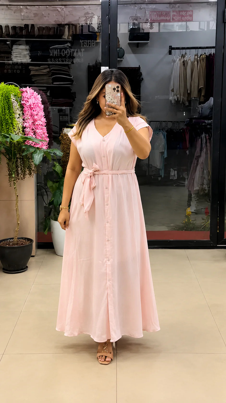 Aahana Pure Cotton Button Maxi Dress