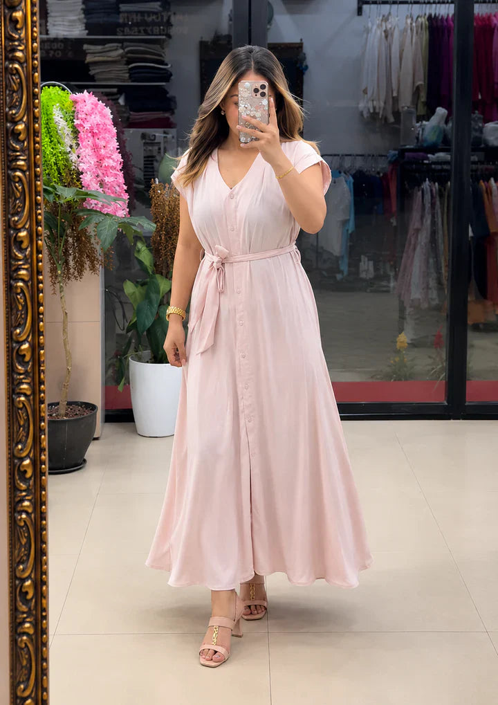 Vastras Aahana Pure Cotton Button Maxi Dress