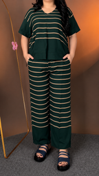 Emerald Ease Striped Cotton Co-ord Set
